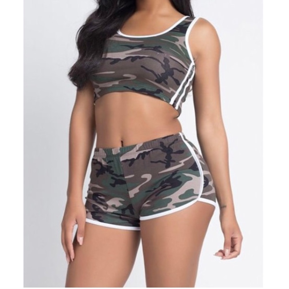 Two Piece Camo Short Set